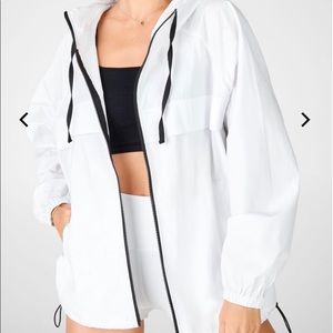 NWOT Fabletics Oversized Rain Jacket White Medium